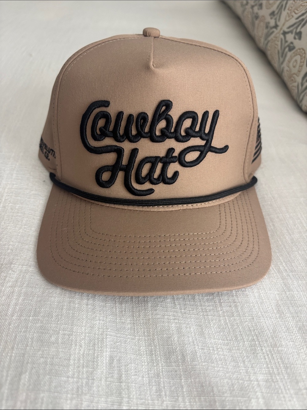 Tan Cowboy Hat Embroidered Trucker Cap